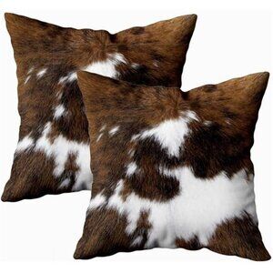 Pack of 2 Throw Pillow Covers Christmas Cowhide Printing Western 18x18